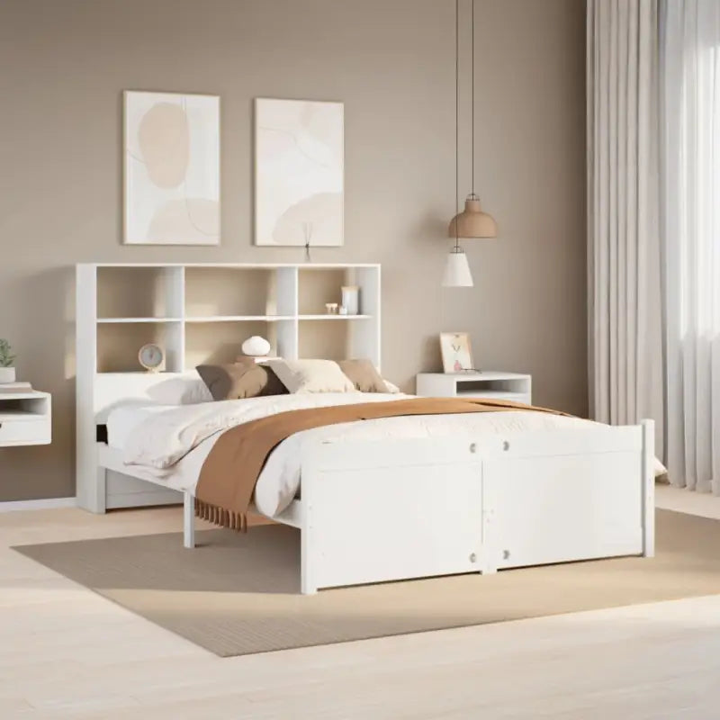 Boekenkastbed van massief grenenhout met duurzame totale afmetingen - Wit / 140 x 200 cm - Bedden & bedframes