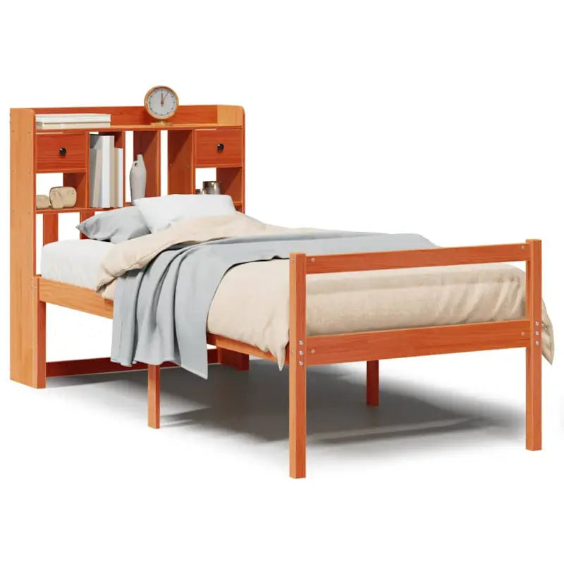 Boekenkastbed van massief grenenhout met grote totale afmetingen - Bedden & bedframes