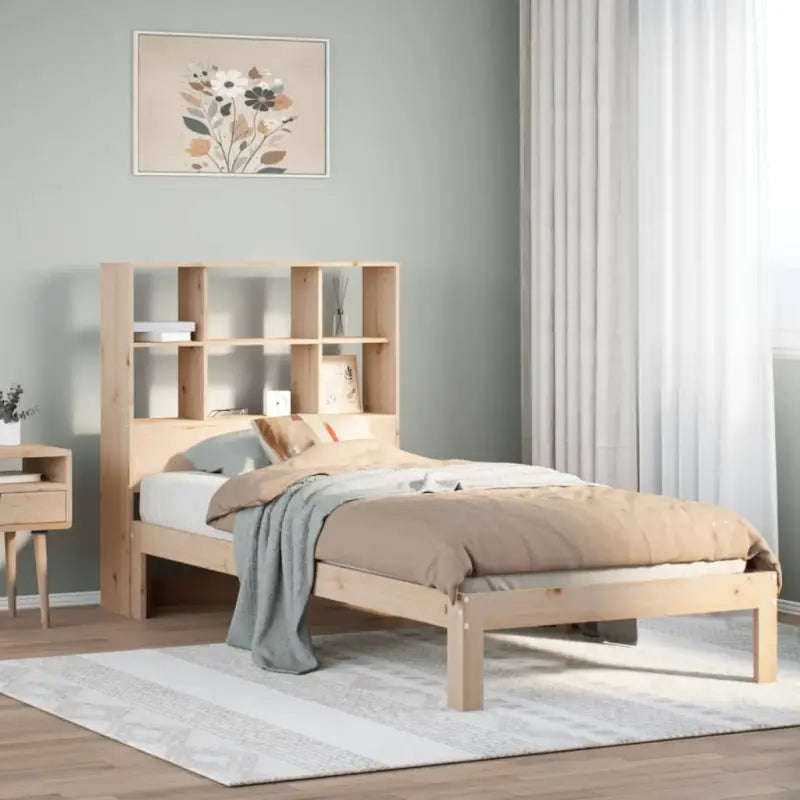 Boekenkastbed van massief grenenhout met ideale totale afmetingen - Naturel / 90 x 200 cm - Bedden & bedframes
