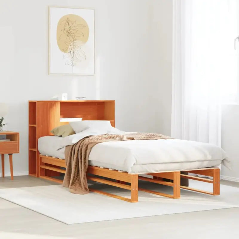 Boekenkastbed van massief grenenhout met ideale totale afmetingen - Wasbruin / 100 x 200 cm - Bedden & bedframes