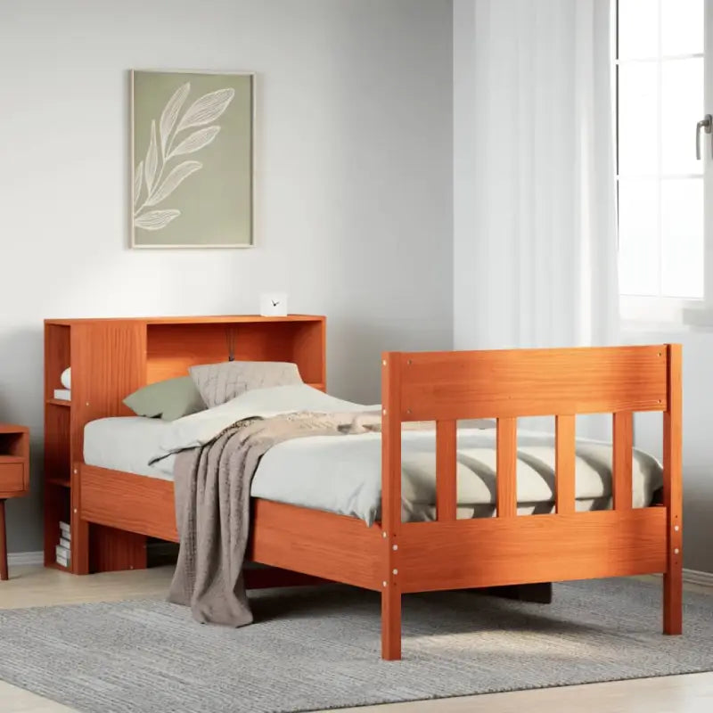 Boekenkastbed van massief grenenhout met ideale totale afmetingen - Wasbruin / 90 x 190 cm - Bedden & bedframes