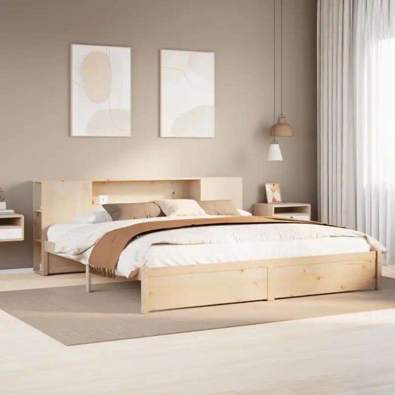Boekenkastbed van massief grenenhout met ideale totale afmetingen - Naturel / 200 x 200 cm - Bedden & bedframes