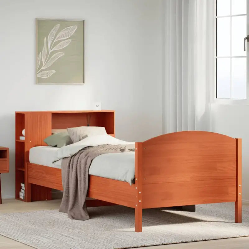 Boekenkastbed van massief grenenhout met ideale totale afmetingen - Wasbruin / 90 x 190 cm - Bedden & bedframes