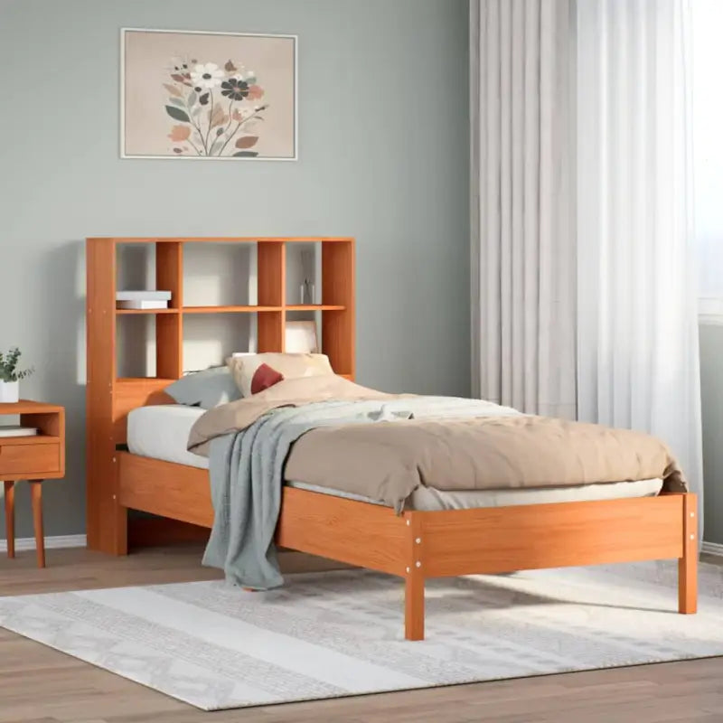 Boekenkastbed van massief grenenhout met ideale totale afmetingen - Wasbruin / 75 x 190 cm - Bedden & bedframes