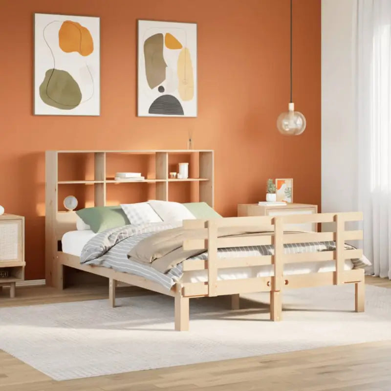 Boekenkastbed van massief grenenhout met ideale totale afmetingen - Naturel / 140 x 200 cm - Bedden & bedframes