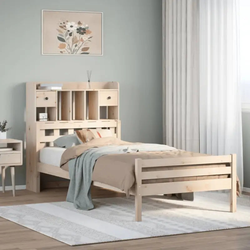 Boekenkastbed van massief grenenhout met ideale totale afmetingen - Naturel / 100 x 200cm - Bedden & bedframes