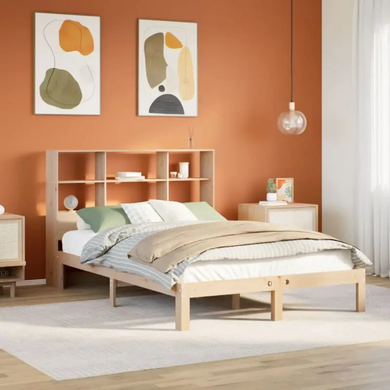 Boekenkastbed van massief grenenhout met ideale totale afmetingen - Naturel / 150 x 200 cm - Bedden & bedframes