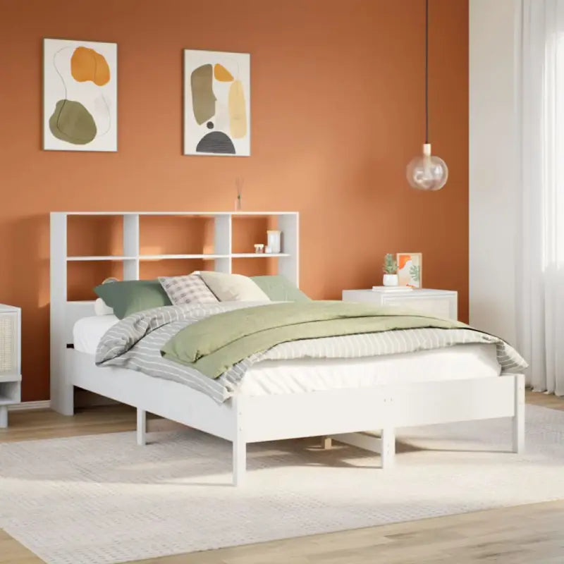 Boekenkastbed van massief grenenhout met ideale totale afmetingen - Wit / 150 x 200 cm - Bedden & bedframes