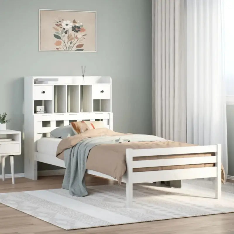 Boekenkastbed van massief grenenhout met ideale totale afmetingen - Wit / 100 x 200cm - Bedden & bedframes