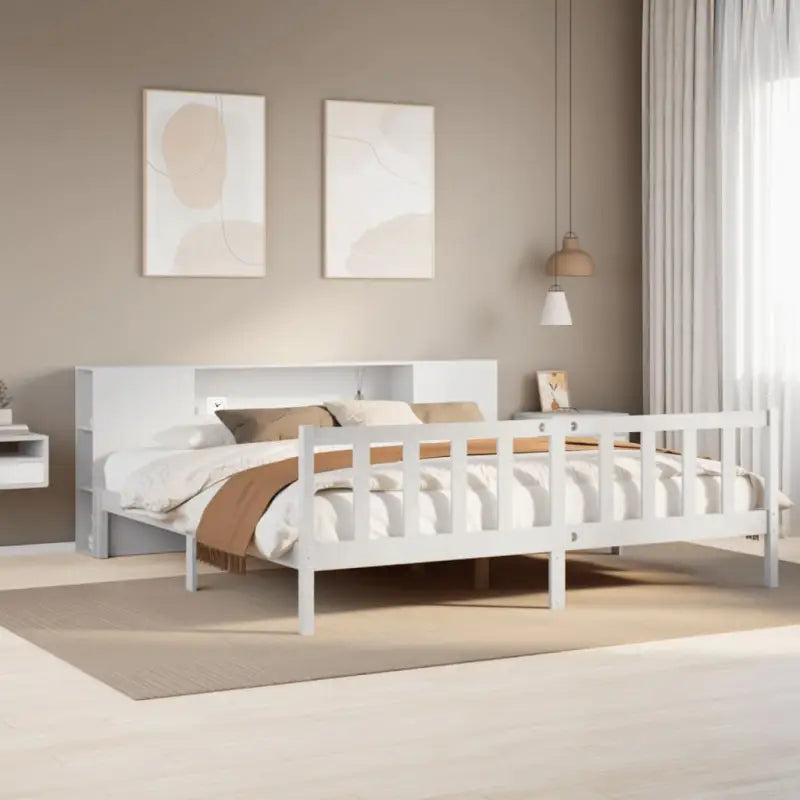 Boekenkastbed van massief grenenhout met ideale totale afmetingen - Wit / 180 x 200 cm - Bedden & bedframes