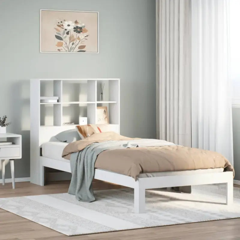 Boekenkastbed van massief grenenhout met ideale totale afmetingen - Wit / 90 x 190 cm - Bedden & bedframes