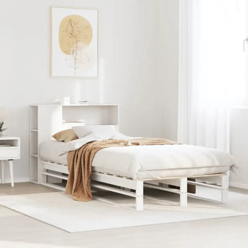 Boekenkastbed van massief grenenhout met ideale totale afmetingen - Wit / 75 x 190 cm - Bedden & bedframes