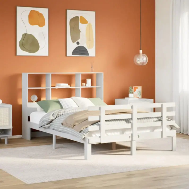 Boekenkastbed van massief grenenhout met ideale totale afmetingen - Wit / 150 x 200 cm - Bedden & bedframes