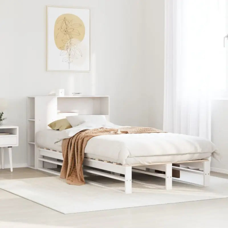 Boekenkastbed van massief grenenhout met ideale totale afmetingen - Wit / 100 x 200 cm - Bedden & bedframes