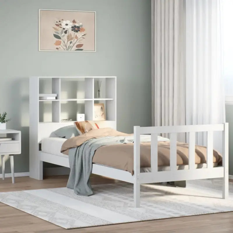 Boekenkastbed van massief grenenhout met optimale totale afmetingen - Wit / 90 x 190 cm - Bedden & bedframes