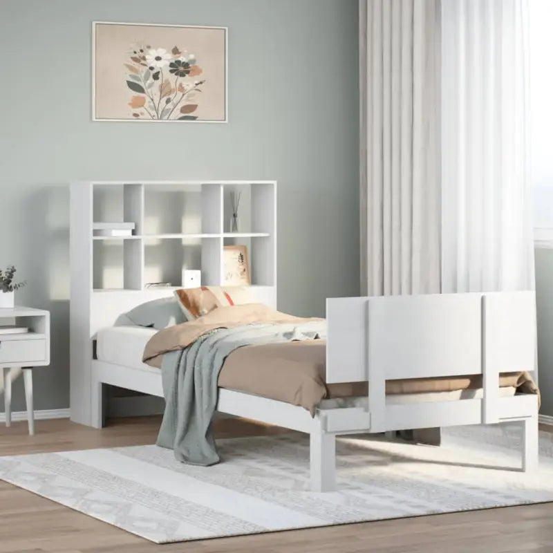 Boekenkastbed van massief grenenhout met optimale totale afmetingen - Wit / 90 x 190 cm - Bedden & bedframes