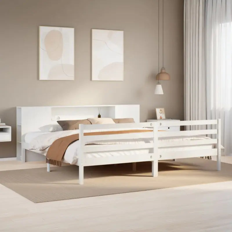 Boekenkastbed van massief grenenhout met optimale totale afmetingen - Wit / 180 x 200 cm - Bedden & bedframes