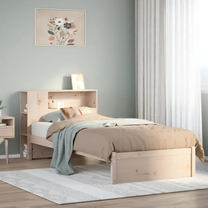 Boekenkastbed van massief grenenhout met optimale totale afmetingen - Naturel / 100 x 200 cm - Bedden & bedframes