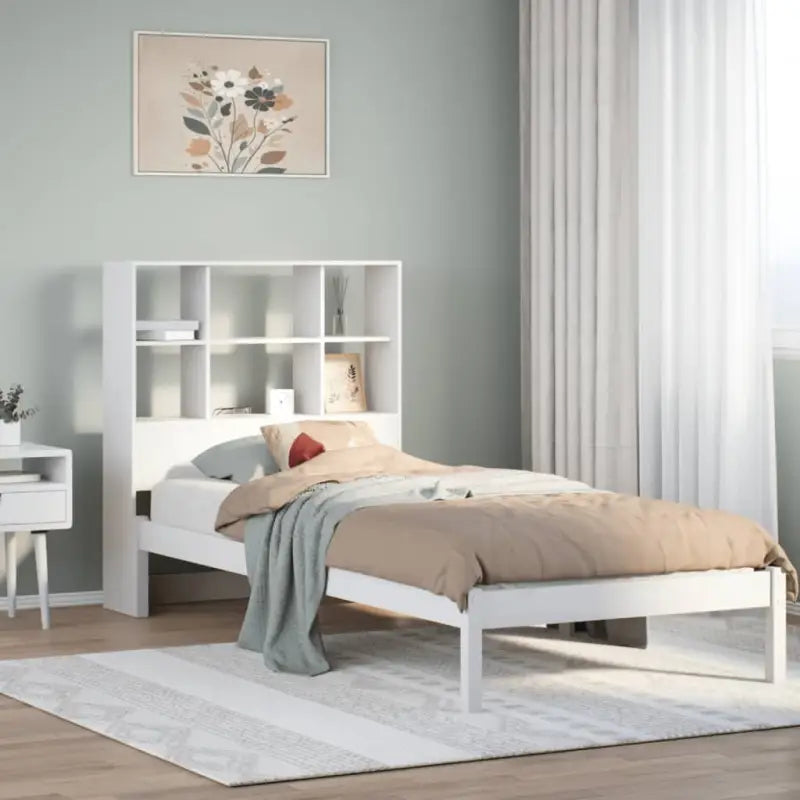 Boekenkastbed van massief grenenhout met optimale totale afmetingen - Wit / 90 x 200 cm - Bedden & bedframes