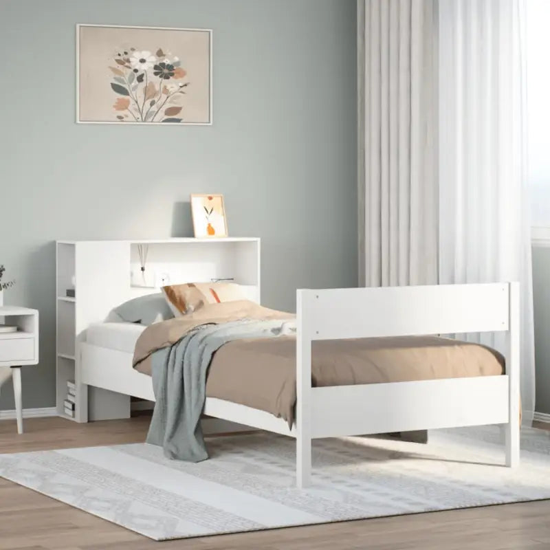 Boekenkastbed van massief grenenhout met optimale totale afmetingen - Wit / 90 x 190 cm - Bedden & bedframes