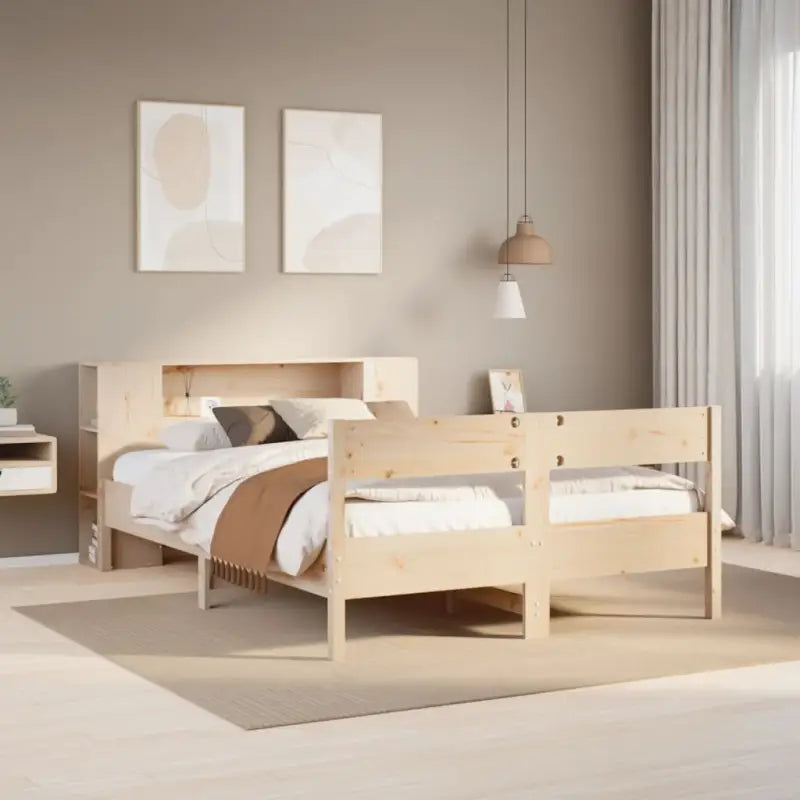 Boekenkastbed van massief grenenhout met optimale totale afmetingen - Naturel / 150 x 200 cm - Bedden & bedframes