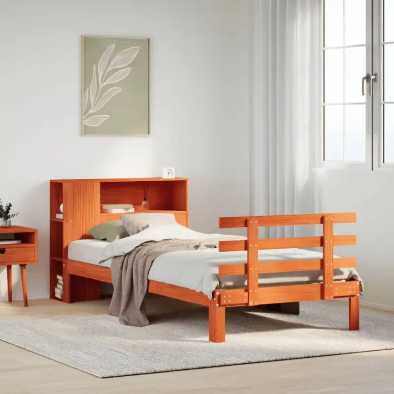 Boekenkastbed van massief grenenhout met optimale totale afmetingen - Wasbruin / 90 x 190 cm - Bedden & bedframes