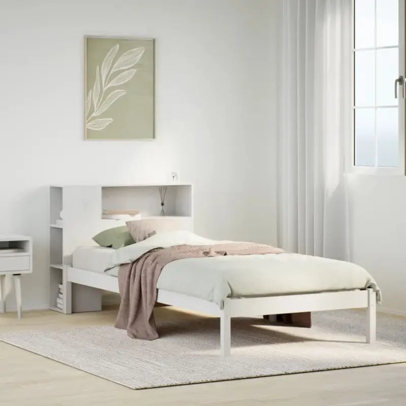 Boekenkastbed van massief grenenhout met optimale totale afmetingen - Wit / 90 x 190 cm - Bedden & bedframes