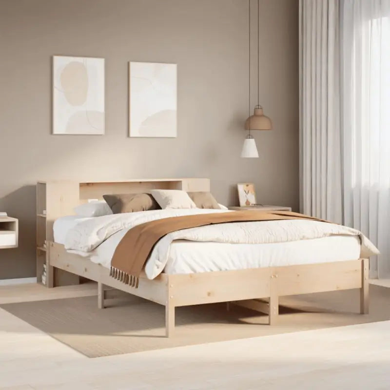 Boekenkastbed van massief grenenhout met optimale totale afmetingen - Naturel / 150 x 200cm - Bedden & bedframes