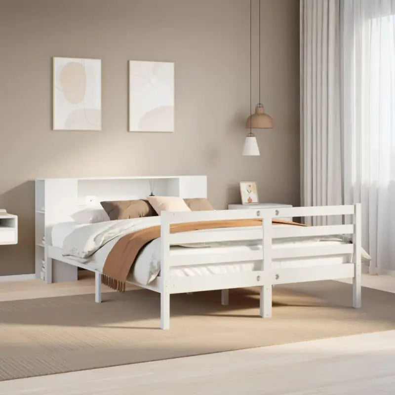 Boekenkastbed van massief grenenhout met optimale totale afmetingen - Wit / 120 x 200 cm - Bedden & bedframes
