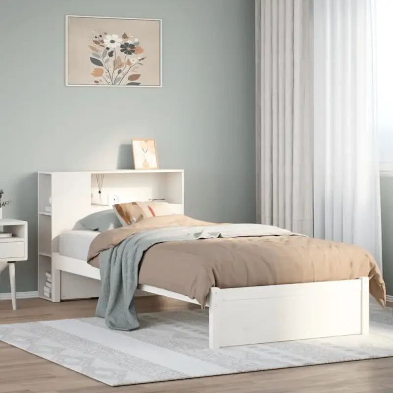 Boekenkastbed van massief grenenhout met optimale totale afmetingen - Wit / 90 x 200 cm - Bedden & bedframes