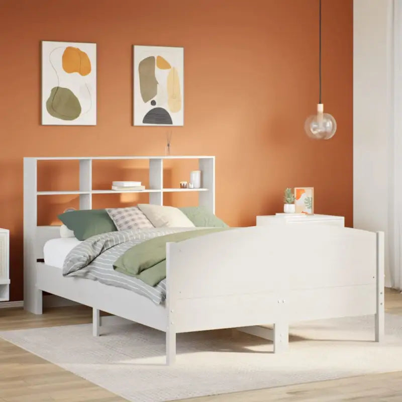 Boekenkastbed van massief grenenhout met optimale totale afmetingen - Wit / 140 x 200 cm - Bedden & bedframes