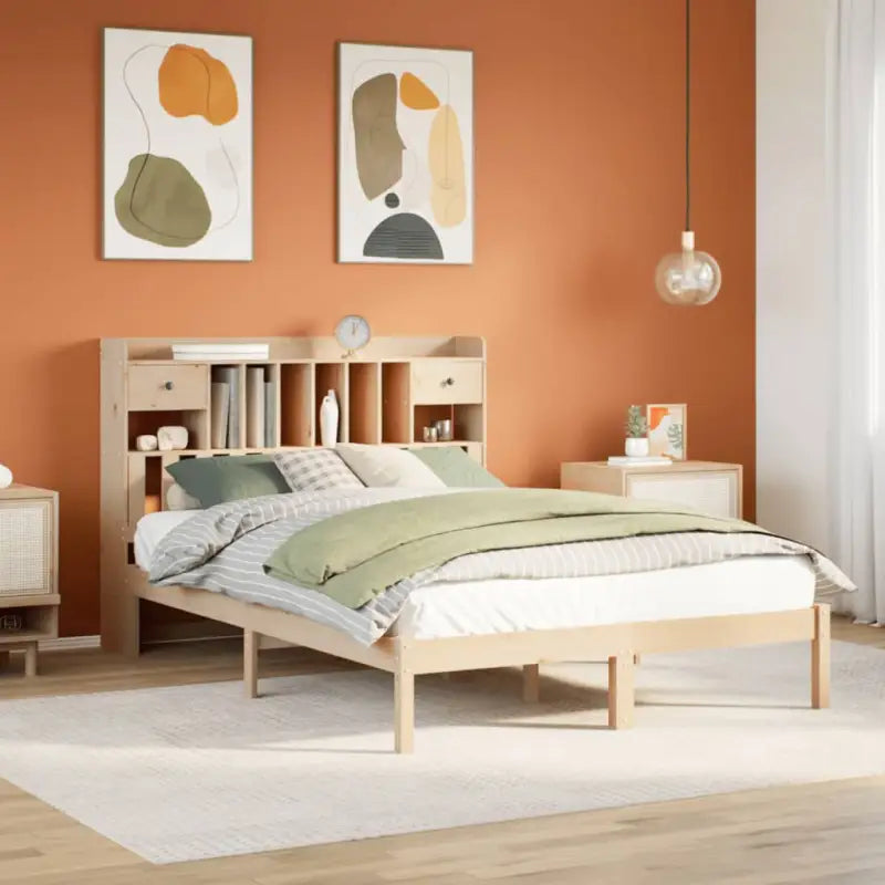 Boekenkastbed van massief grenenhout met optimale totale afmetingen - Naturel / 150 x 200 cm - Bedden & bedframes