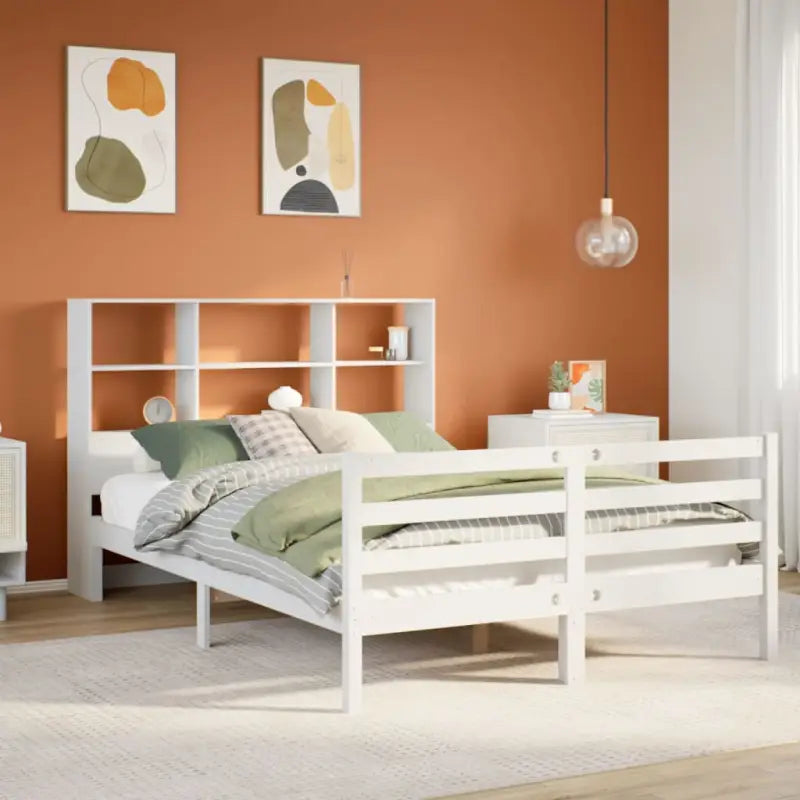 Boekenkastbed van massief grenenhout met optimale totale afmetingen - Wit / 140 x 200 cm - Bedden & bedframes