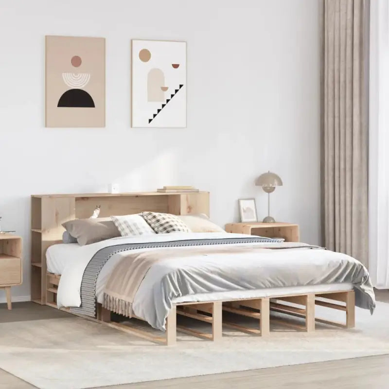 Boekenkastbed van massief grenenhout met optimale totale afmetingen - Bruin / 140 x 190 cm - Bedden & bedframes