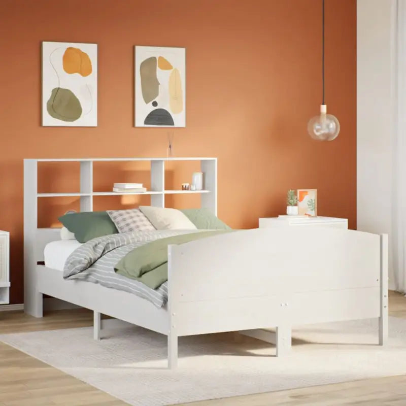 Boekenkastbed van massief grenenhout met optimale totale afmetingen - Wit / 160 x 200 cm - Bedden & bedframes