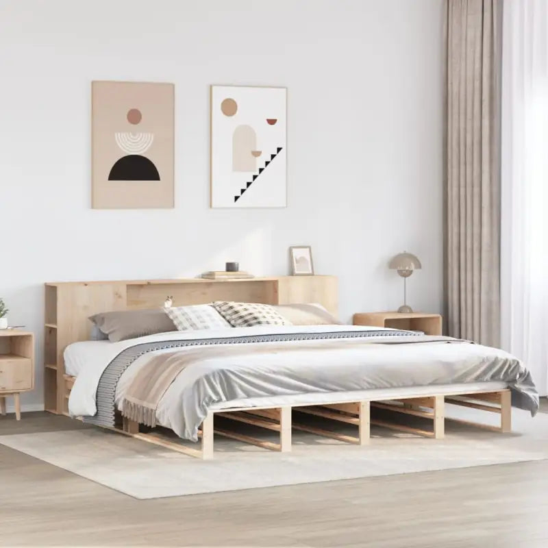 Boekenkastbed van massief grenenhout met optimale totale afmetingen - Bruin / 180 x 200 cm - Bedden & bedframes