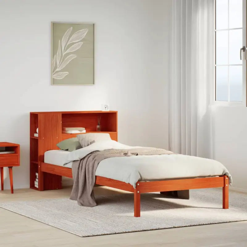 Boekenkastbed van massief grenenhout met optimale totale afmetingen - Wasbruin / 90 x 190 cm - Bedden & bedframes