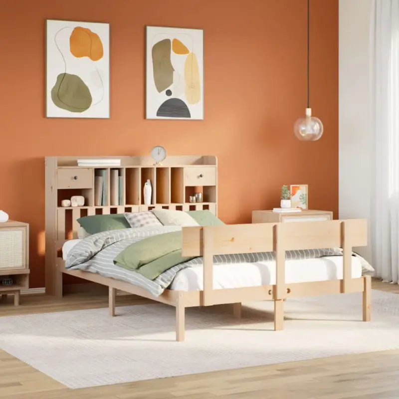 Boekenkastbed van massief grenenhout met optimale totale afmetingen - Naturel / 140 x 190 cm - Bedden & bedframes