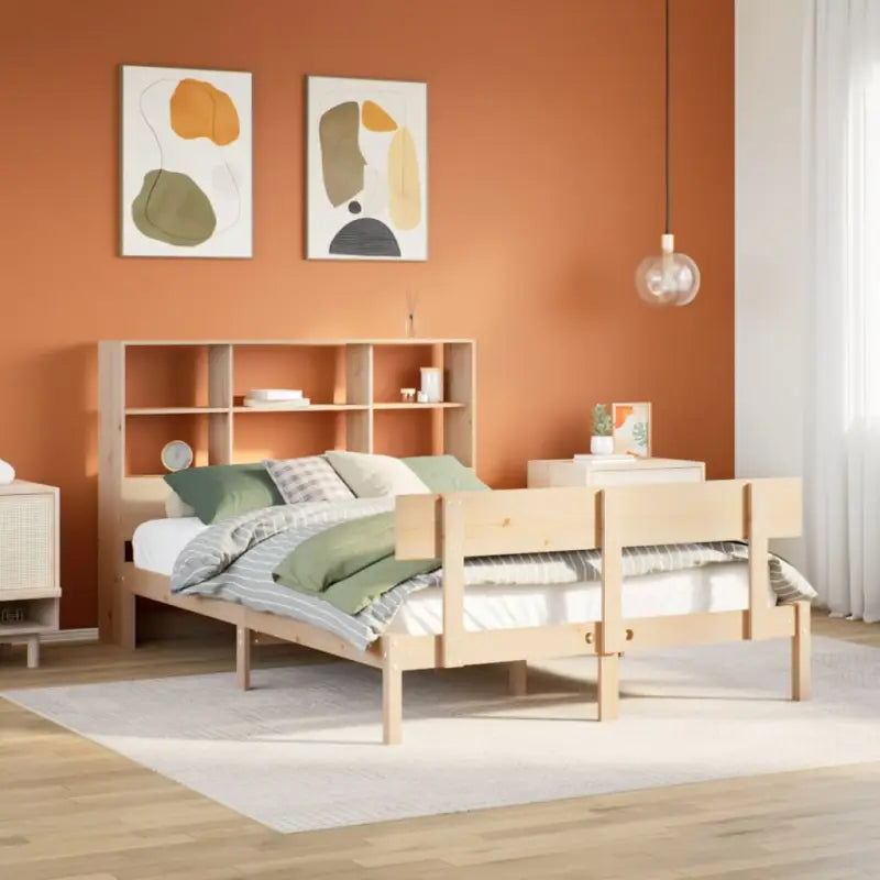 Boekenkastbed van massief grenenhout met optimale totale afmetingen - Naturel / 120 x 200 cm - Bedden & bedframes