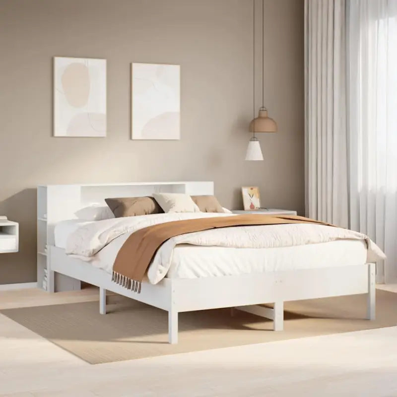 Boekenkastbed van massief grenenhout met optimale totale afmetingen - Wit / 140 x 190cm - Bedden & bedframes