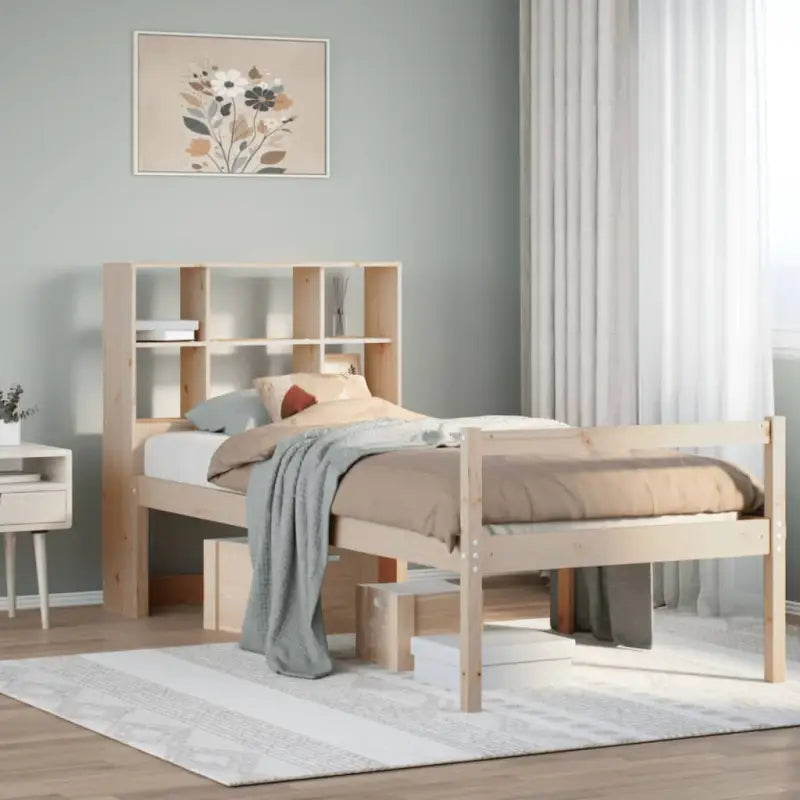 Boekenkastbed van massief grenenhout met optimale totale afmetingen - Naturel / 90 x 200 cm - Bedden & bedframes