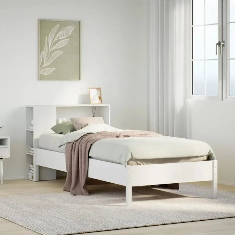 Boekenkastbed van massief grenenhout met optimale totale afmetingen - Wit / 90 x 190 cm - Bedden & bedframes
