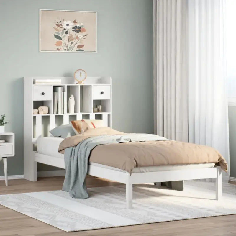 Boekenkastbed van massief grenenhout met optimale totale afmetingen - Wit / 100 x 200 cm - Bedden & bedframes