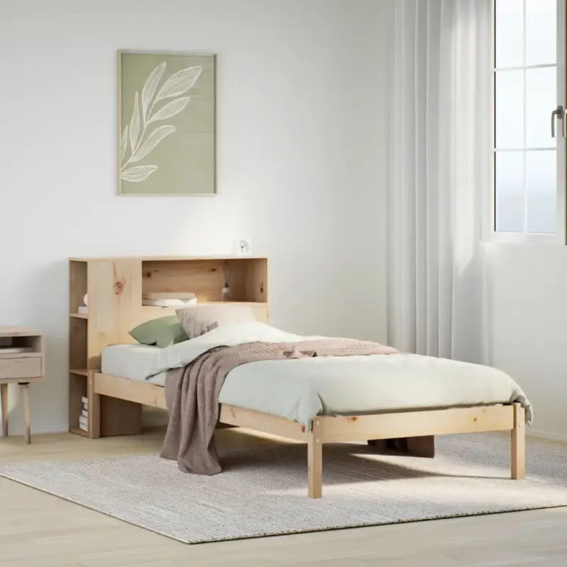Boekenkastbed van massief grenenhout met optimale totale afmetingen - Naturel / 90 x 200 cm - Bedden & bedframes