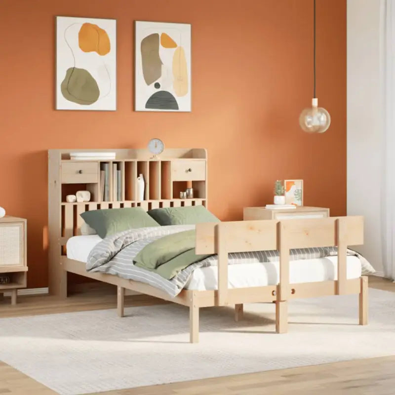Boekenkastbed van massief grenenhout met optimale totale afmetingen - Naturel / 135 x 190 cm - Bedden & bedframes