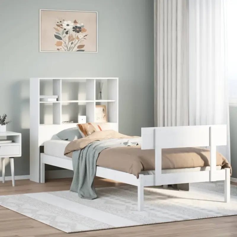 Boekenkastbed van massief grenenhout met optimale totale afmetingen - Wit / 90 x 190 cm - Bedden & bedframes