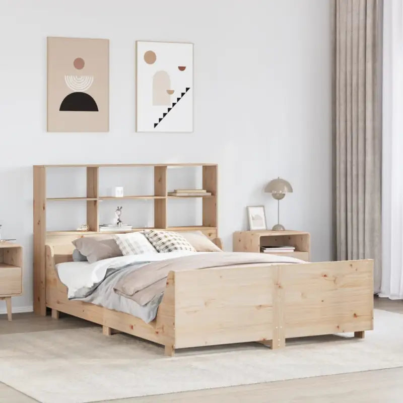 Boekenkastbed van massief grenenhout met perfecte totale afmetingen - Bruin / 120 x 200 cm - Bedden & bedframes