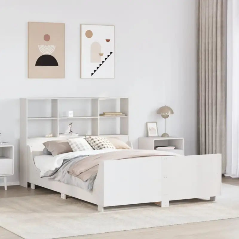 Boekenkastbed van massief grenenhout met perfecte totale afmetingen - Wit / 135 x 190 cm - Bedden & bedframes