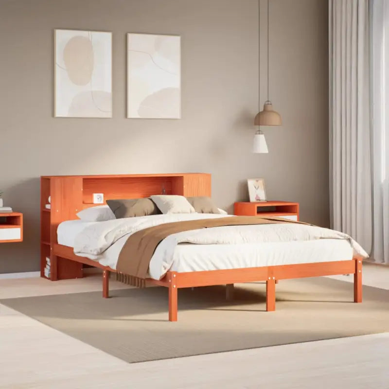 Boekenkastbed van massief grenenhout met perfecte totale afmetingen - Wasbruin / 160 x 200 cm - Bedden & bedframes