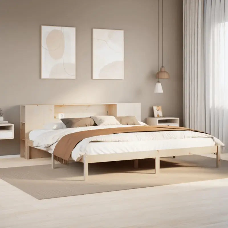 Boekenkastbed van massief grenenhout met perfecte totale afmetingen - Naturel / 200 x 200 cm - Bedden & bedframes